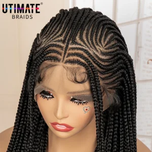African Braided Wigs Synthetic Full Lace Cornrow